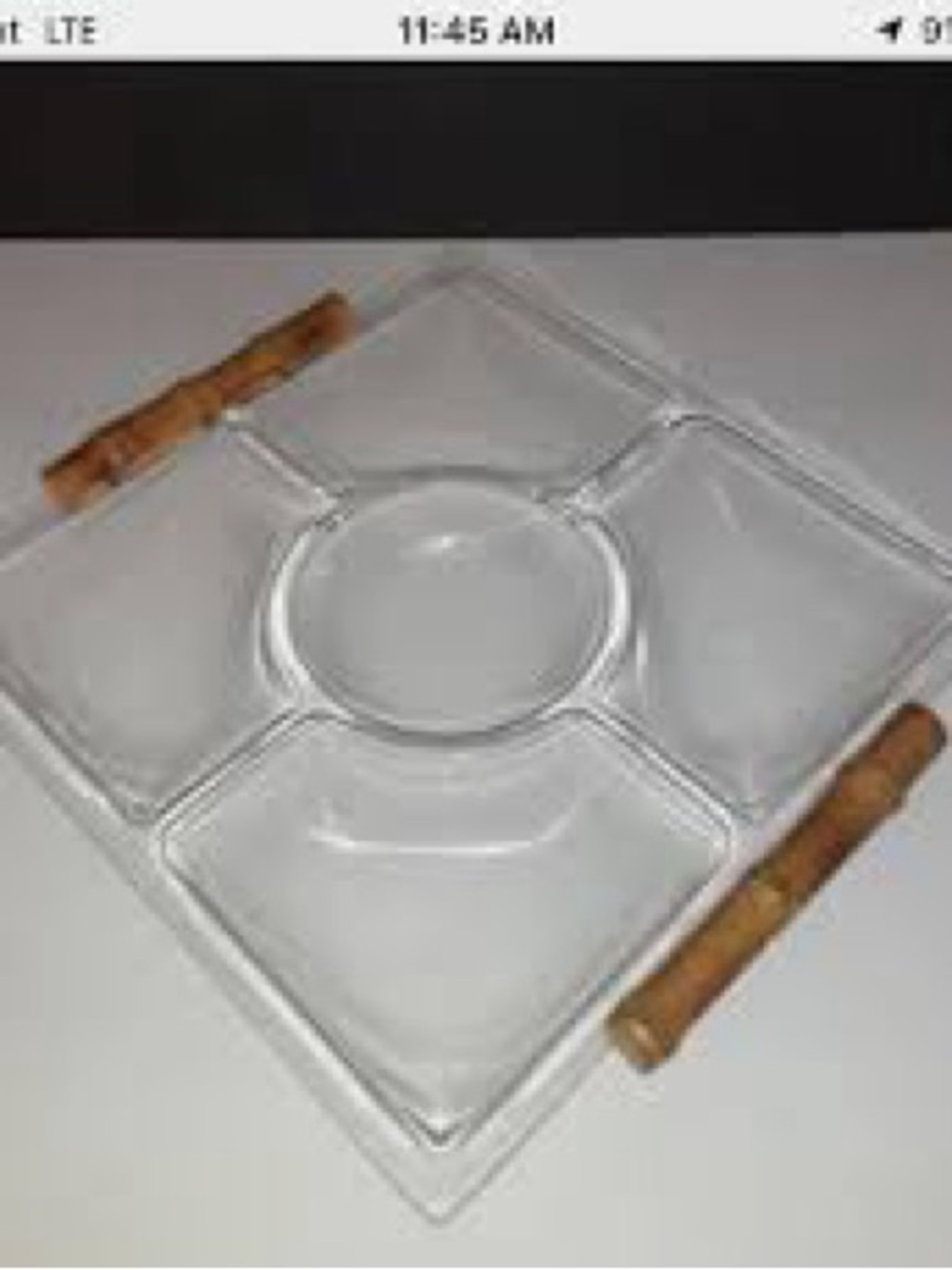 Acrylic Mid Century Modern 5 Sectioned Serving Tray with Bamboo Handles